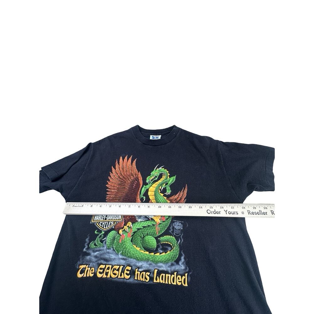 Vintage 1986 Harley Davidson Dallas TX Single Stitch Eagle Has Landed T-Shirt M - Picture 3 of 10